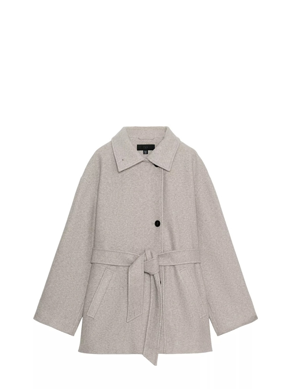 Zara Light Gray Belted Trench Coat